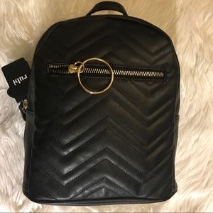 Black Chevron Quilted MiniBackpack w/Gold Hardware